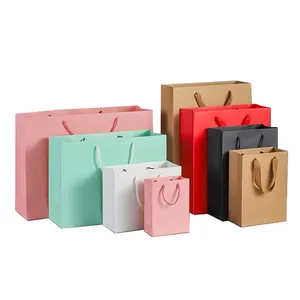 Supplier custom packaging your design high quality brown paper packaging takeaway shopping bags luxury paper bag for clothing
