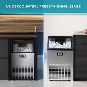 Máquina de Hielo Comercial EUHOMY, Producción Diaria de 95 lb, Capacidad de Almacenamiento de 33 lb, Acero Inoxidable, Independiente, para Debajo del Mostrador - Product Image 3