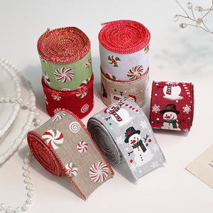 Beliebte Weihnachts-Cartoon-Süßigkeiten-Druckbänder aus Polyester, 5 cm breit, für Verpackungsdekorationen - Product Image 2