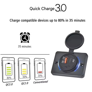 Cargador USB C sin Perforación, PD 30W, Montaje Superficial, Doble Puerto, 12V-24V, para <span class=keywords><strong>Uber</strong></span>, Lyft, Taxi, Rideshare, Auto, Camioneta, Carga Rápida, OEM - Product Image 4