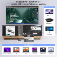 Hub USB-C 5 en 1 de Aleación de Aluminio 8K con Estación de Acoplamiento, Doble HDTV y DP MST Multi-Pantalla, Carga PD de 100W, Adaptador USB 3.0 en Stock