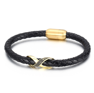 Bracelet en cuir tressé pour hommes, fermoirs magnétiques pour bracelets en cuir - Product Image 3