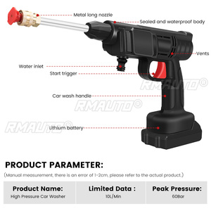 Hidrolavadora Inalámbrica de Alta Presión de 20000 mAh, Pistola de Agua a Presión para Lavado de Autos, Boquilla de Agua a Presión, Máquina de Limpieza para Batería Makita de 18 V - Product Image 2