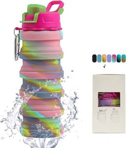 Collapsible Water Bottles Silicone Foldable Travel Water Bottle Collapsible Sports <b>Cup</b> Water Bottle with Carabiner - Product Image 4