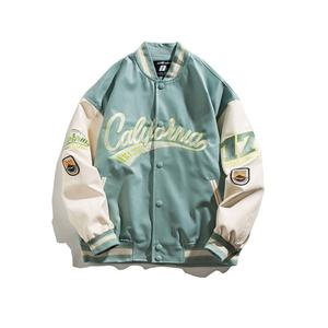 Veste universitaire en cuir PU sur mesure en gros, style streetwear, broderie hip-hop, coupe ample, décontractée, pour couple - Product Image 3