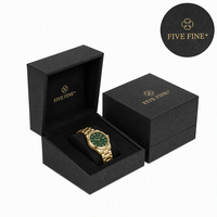 Coffret de montres Fivefine fait main de luxe en carton rouge, avec gaufrage et lamination brillante/mate pour cinq montres-bracelets