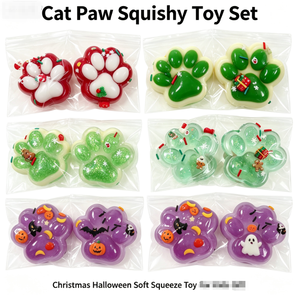 Factory Supply <b>Cat</b> Paw <b>Squishy</b> Toy Christmas Halloween Soft Squeeze Toy Stress Relief Fidget Toy for Party Favor - Product Image 2