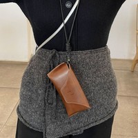 Étui à lunettes de soleil de qualité supérieure - Boîte à lunettes de soleil marron et gris - Sac de rangement rigide en cuir portable et résistant