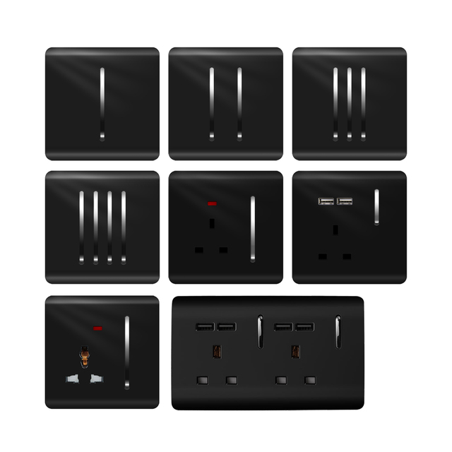 MVAVA UK 1/2/3/4 Gang 13A 15A Piano Key Light Push Button Touch Electric Power Plugs Outlet Wall Switches and Sockets