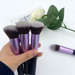 Ensemble de pinceaux de maquillage noir et violet en gros, 14 pièces, poils synthétiques, marque privée, pinceaux de maquillage vegan, outils de beauté pour le fond de teint - Product Image 2