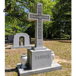 Monument funéraire en <span class=keywords><strong>pierre</strong></span> naturelle de granit gris et blanc, design moderne personnalisé QUYANG, avec inscription pour parc et tombe. - Product Image 1