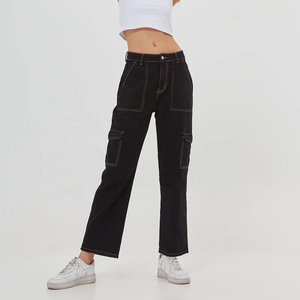 Pantalon Cargo Long pour femmes, poches Vintage, taille haute, Streetwear, Baggy décontracté, fabricant OEM - Product Image 3