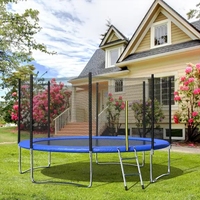 Trampoline de sport extérieur en aluminium 8FT 10FT 14FT 16FT avec panier de basketball, pour fitness et exercice, écologique, avec filet de sécurité 100% sécurisé