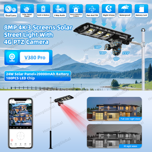 Hongglobal 8MP HD không dây 4G năng lượng mặt trời bảng điều khiển Powered CCTV surveil máy ảnh V380 <span class=keywords><strong>Pro</strong></span> 4K ánh sáng đường phố 4G Sim Thẻ năng lượng mặt trời Camera An Ninh - Product Image 2