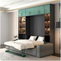Lit mural pliant modulaire de style minimaliste personnalisé, design moderne, espace de rangement dissimulé, lit Murphy gain de place pour salon avec armoire