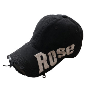 Gorra de béisbol negra estilo americano con letras, de ala grande para mujer, que estiliza el rostro, con visera profunda tipo pico de pato, tendencia. - Product Image 5