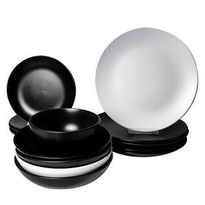 Platos de Cerámica Cuadrados Blancos Esmaltados de China a Precio Económico al por Mayor, Vajilla al por Mayor, Juegos de Platos para Hotel, Vajilla Negra de 72 Piezas - Product Image 2