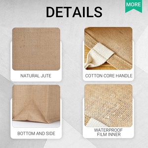 Factory <strong>Wholesale</strong> Custom Printed Wedding Shopping Gift PE <strong>Tote</strong> <strong>Bags</strong> Eco-Friendly Reusable Gunny Burlap <strong>Jute</strong> <strong>Tote</strong> Custom Logo - Product Image 4
