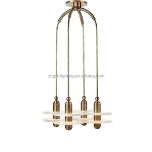 Lustre industrial de metal para decoração de casa de luxo, lustre industrial moderno em alabastro e latão, abajur de vidro