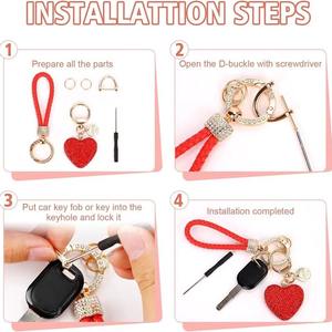 Lujo multicolor cristal amor corazón llavero colgante para niña completo diamante mujer llavero pareja melocotón corazón coche llavero - Product Image 5