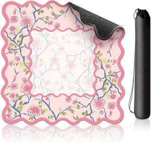 Livraison par lots. Expédition rapide. Rose. Superbe tapis de mahjong en caoutchouc. Imperméable, antidérapant, anti-bruit. Multifonctionnel. - Product Image 1