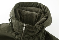 Veste cargo à capuche doublée en polaire pour homme avec logo personnalisé, épaisse, chaude, coupe-vent, pour le travail en extérieur