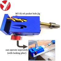 Kit de gabarit de perçage de poche portable bleu pour le travail du bois, guide de perçage en aluminium de qualité industrielle pour le bricolage