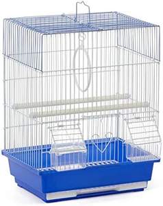 Huisdierenproducten Platte Top Economy Parkiet En Kleine Vogelkooi Met Witte Draad, Blauwe <span class=keywords><strong>Plastic</strong></span> Voet Met Verwijderbaar Dienblad - Product Image 3