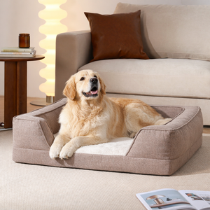 Lit pour chien en mousse à mémoire de forme, avec housse amovible en fausse fourrure, matériau doux, motif uni, pour grands humains et chiens – Offre Spéciale - Product Image 5