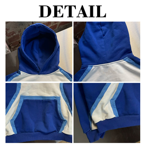 Custom High quality Color Blocking Thick Fabric 100% Cotton French Terry Pullover Oversized Fit Men Pullover Sweatshirt Hoodie - Product Image 6
