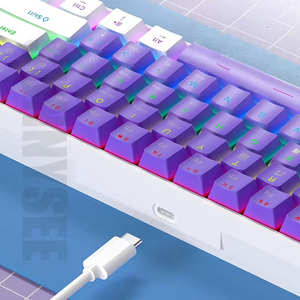 T-WOLF T60 RGB Colorful Mini Gaming <b>Keyboard</b> LED Backlit 63keys Mechanical <b>Keyboard</b> Hotswappable Mechanical <b>Keyboard</b> - Product Image 4
