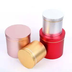 Custom Logo Luxury Pink Rose Gold Packaging Paper Cylinder Rigid Cardboard Gift Flower Box With Lid Round Tube