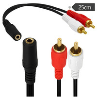 Kabel Audio Casing Adaptor Komputer Inti Tembaga Berlapis Emas 3.5Mm Kabel Stereo Tiga Tiang Pria Ke Wanita 2RCA