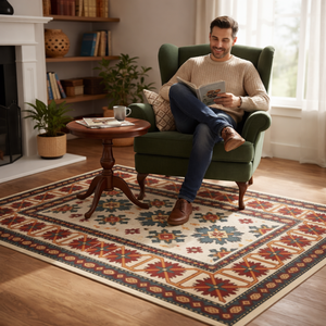 Alfombra Persa Geométrica Tradicional Hecha a Mano, de Lana/Seda, Antideslizante, Ecológica, Reversible, Lavable, de Pelo Medio, 9x12, para Pasillo - Product Image 3