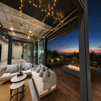 Pergola bioclimatique motorisée imperméable en aluminium avec revêtement en poudre, toit à lamelles, éclairage LED, personnalisable, pour jardin extérieur, patio, gazebo