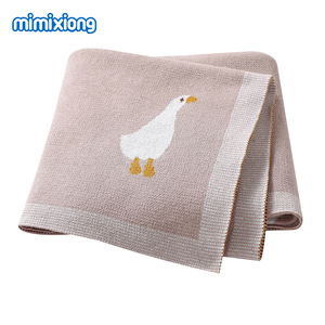 Couverture de lit pour bébé en coton crocheté Mimixiong Oeko <span class=keywords><strong>Tex</strong></span>, adorable motif jacquard canard - Product Image 1