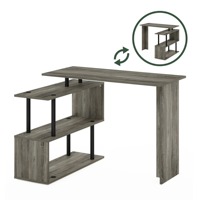 Bureau d'ordinateur en L gris moderne et minimaliste, en kit, directement de l'usine, avec étagère ouverte pour bureau à domicile