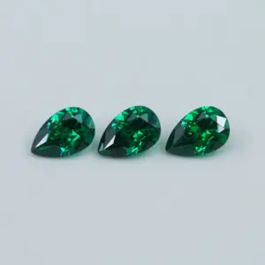 High Quality Synthetic Green Color Zircon Pear Cut Loose Stones Cubic Zirconia