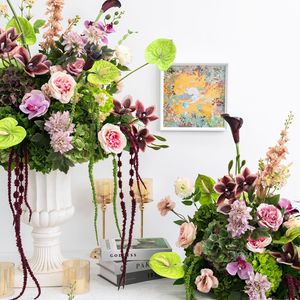 Silk Artificial Floral Arrangements Mixed Flower Balls Retro Oil <b>Painting</b> Style Wedding Stage Backdrop Table Floor Decoration - Product Image 4
