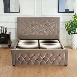 Diseños de alta calidad King Queen <span class=keywords><strong>cama</strong></span> de almacenamiento de tela de terciopelo tapizado de tamaño <span class=keywords><strong>doble</strong></span> con cabeceros de marco de <span class=keywords><strong>cama</strong></span> - Product Image 3