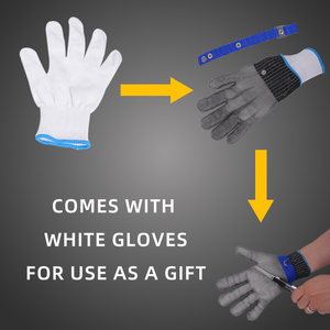 Gants de <span class=keywords><strong>cuisine</strong></span> en acier inoxydable résistants aux coupures, gants de protection <span class=keywords><strong>anti</strong></span>-<span class=keywords><strong>coupure</strong></span>, durables, antirouille, fiables, en maille d'acier inoxydable - Product Image 3