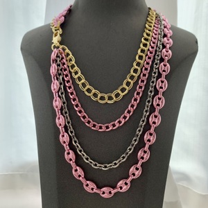 Collar multicapa hecho a mano, collar dulce y fresco para mujer, cadena cubana, cadena de Nariz de cerdo, collar metálico nuevo - Product Image 5