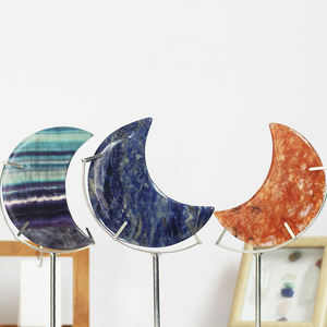 <span class=keywords><strong>Pierre</strong></span> Naturelle Fluorite Cristal Sculpture Stand <span class=keywords><strong>Lune</strong></span> Naturel Sculpté À La Main Mousse Agate Lunes Cristal Pour La Décoration - Product Image 3
