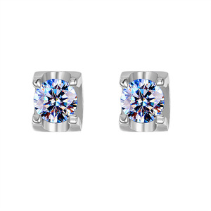 <span class=keywords><strong>Pendientes</strong></span> de tuerca de moissanita <span class=keywords><strong>Super</strong></span> Flash Horn para mujer, de plata de ley chapada en rodio, corte brillante redondo, cuadrilátero, a la moda - Product Image 5