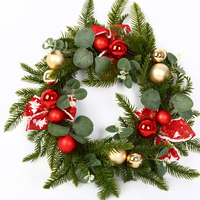 40 Cm Decoratieve Kransen Rood Groen Crabapple Dennenappel Kerstkransen Voor Thuis Kerstversiering