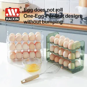 HaixinPET透明卵容器冷蔵庫収納ボックス卵ラックプラスチック折りたたみオーガナイザー卵ホルダー