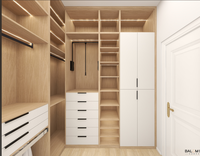 Armoire ouverte en bois sur mesure, directement de l'usine, avec dressing et îlot central, pour chambre à coucher