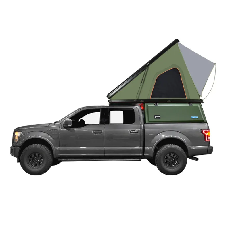 Toptan 2.1M üçgen şekli taşınabilir hızlı açılış çatı yan çadır yeşil kamp çadırı