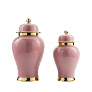 Vase de bureau en porcelaine Art Déco de Jingdezhen avec bordure dorée, jaune moderne pour la décoration de la maison <span class=keywords><strong>et</strong></span> des hôtels - Product Image 4