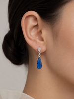Boucles d'oreilles pendantes élégantes en argent sterling 925 vermeil et zircon coloré en forme de goutte d'eau pour femme, bijoux raffinés